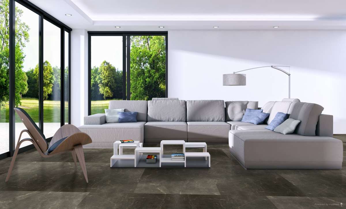 TFD Marble Antraciet Vinyl Raumbild Wohnzimmer TFD Marble Antraciet Vinyl Raumbild Wohnzimmer